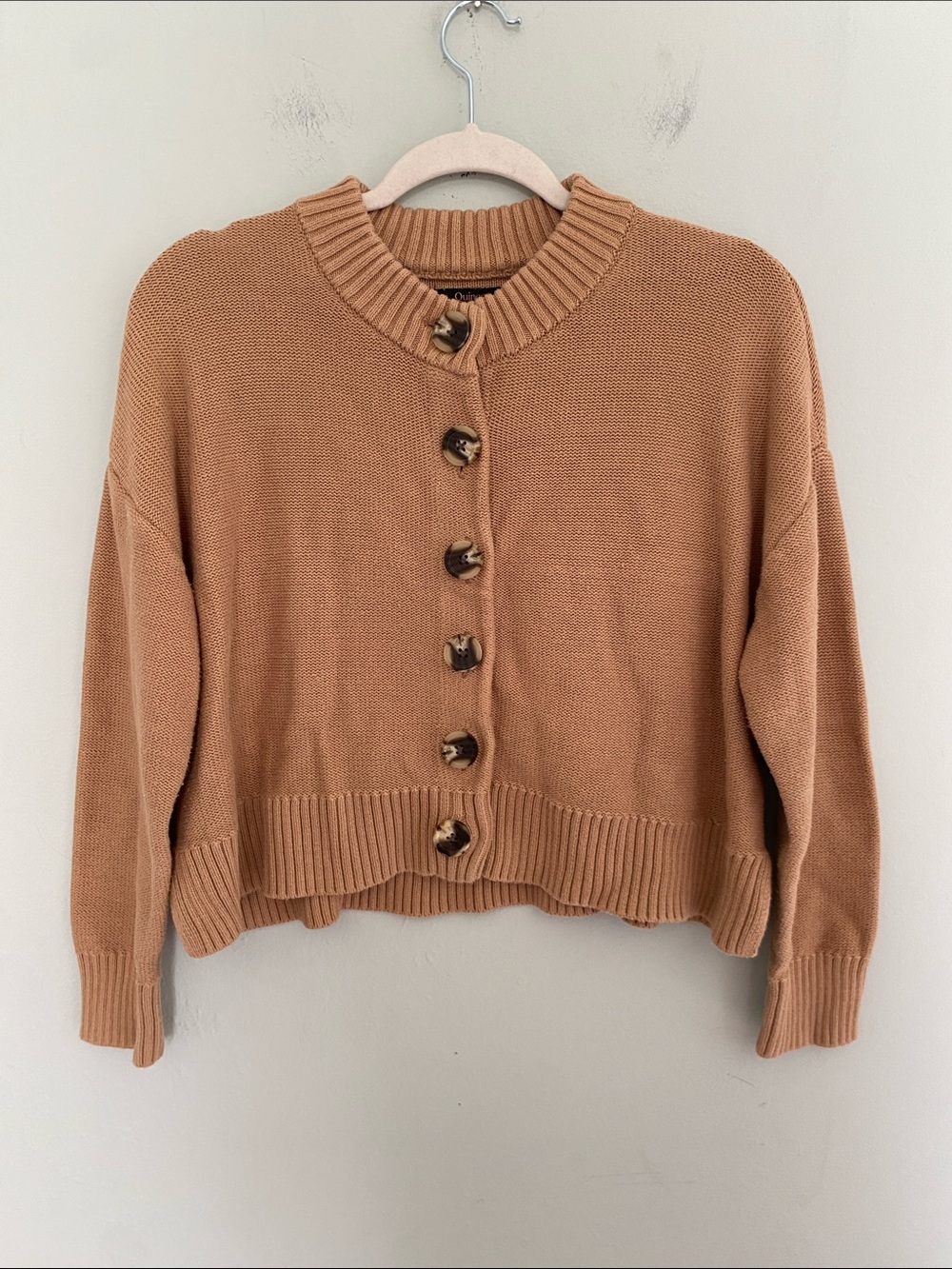 Quince Women’s 100% Organic Cotton Cropped Cardigan Camel Color Size Small - Picture 5 of 10
